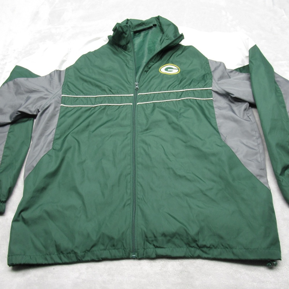 Green Bay Packers Jacket Men Large Green Dunbrooke Colorblock Pockets Full Zip
